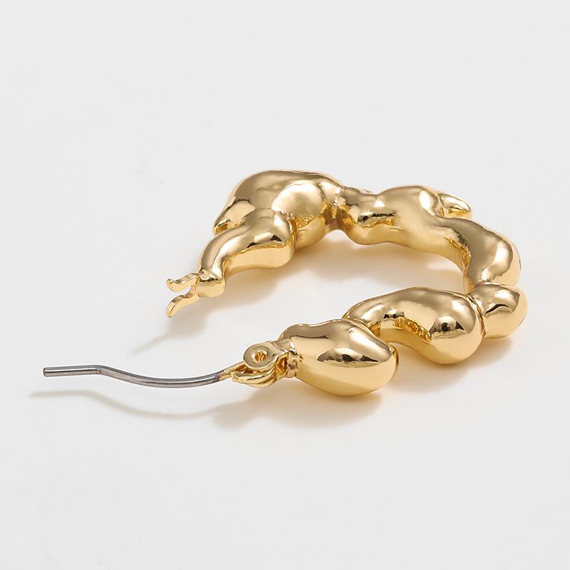 Kenjie INS. Irregular Gold Plated Metal Earrings for Women - European & American Fashion Studs