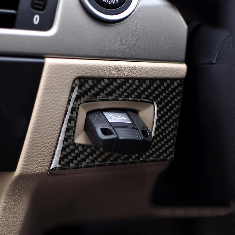 Pentru BMW E90 E92 E93 Seria 3 2005-2012, fibră de carbon reală, întrerupător de aprindere pentru interiorul mașinii, autocolant pentru găuri de cheie, autocolant, decor de protecție