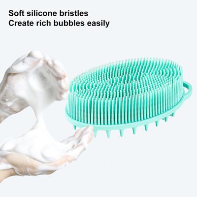 Badebürste 2-in-1-Design Massage-Reinigungsbürste für Körper und Kopf Silikon-Körperpeeling-Schrubber mit rutschfestem Griff