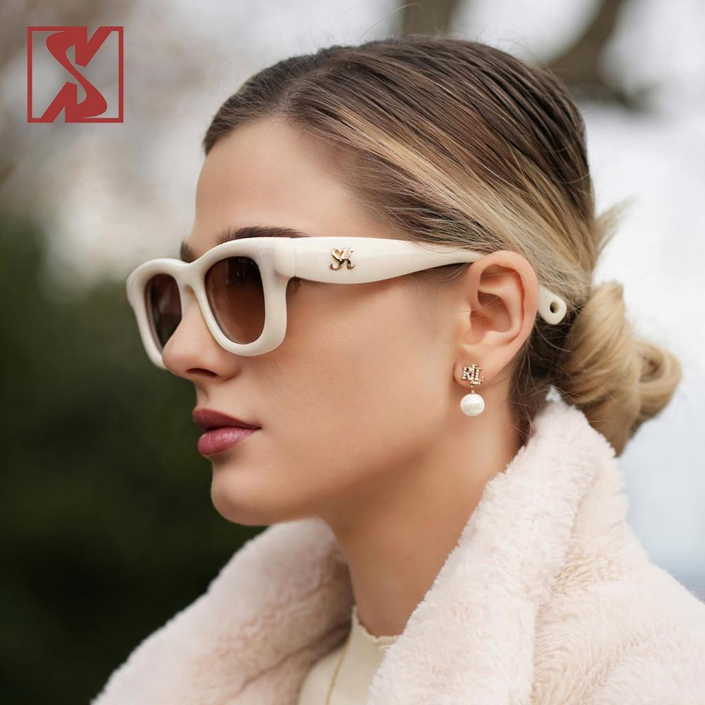 Sheen Kelly Polarized Retro Oval Sunglasses for Men and Vintage Trend Multicolor Chunky Frame Decorative Glasses Women, Eyewear,