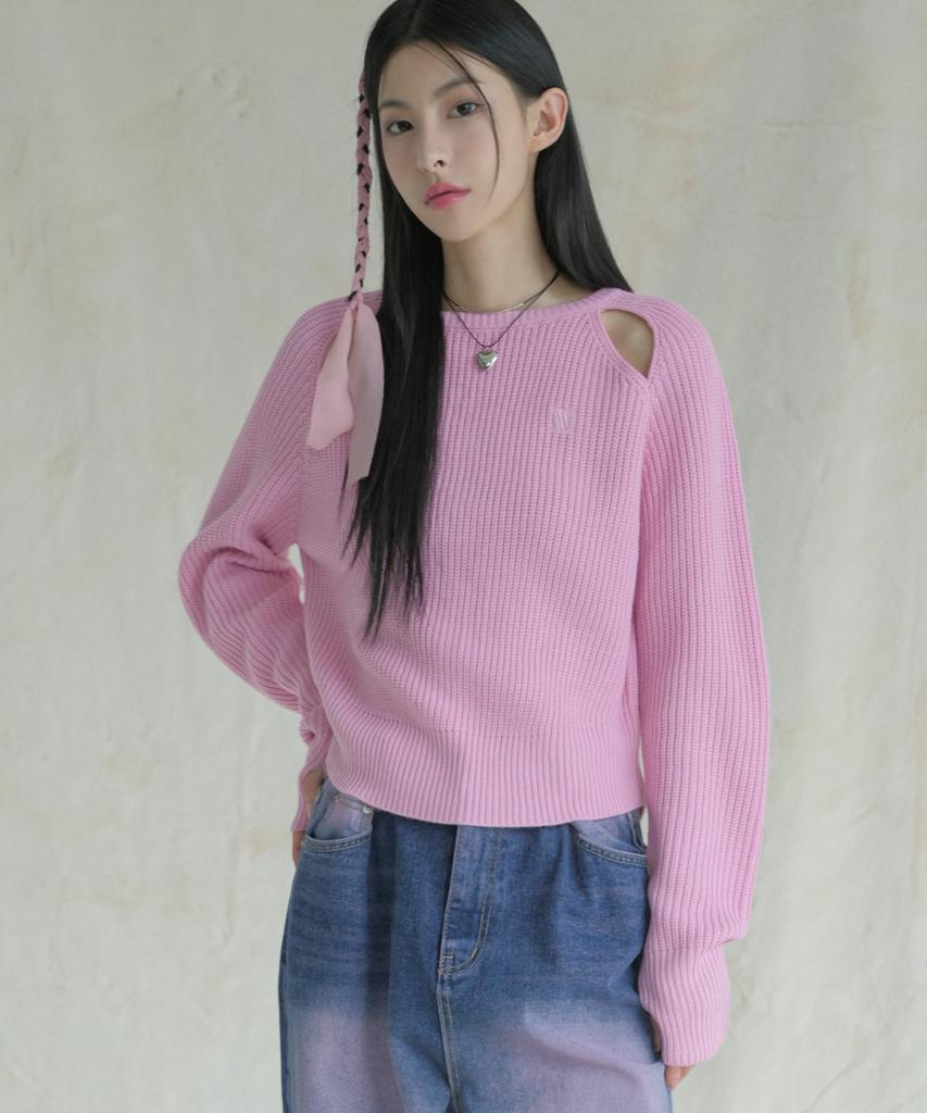 AVANDRESS Ribbed Cut-Out Knit Ivory