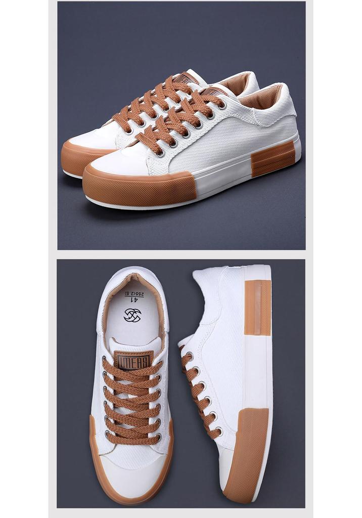 2026 Spring Men's Korean Style Casual Canvas Shoes - Versatile, Trendy, Flat Bottom, Low Top Board Shoes