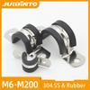 JUIDINTO 1/2/5pcs Rubber Lined P Clip Cable Mounting Wiring Hose Clamp 6-200mm Stainless Steel Cushion Pipe Clamp