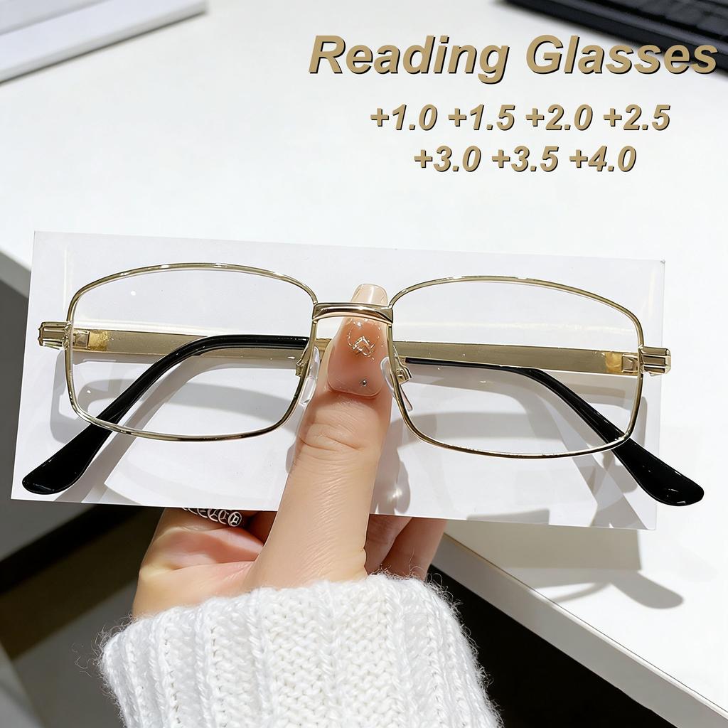New Fashionable Personalized Metal Square Frame Women's Reading Glasses Ultra Light Neutral High Quality Anti Blue Light Glasses