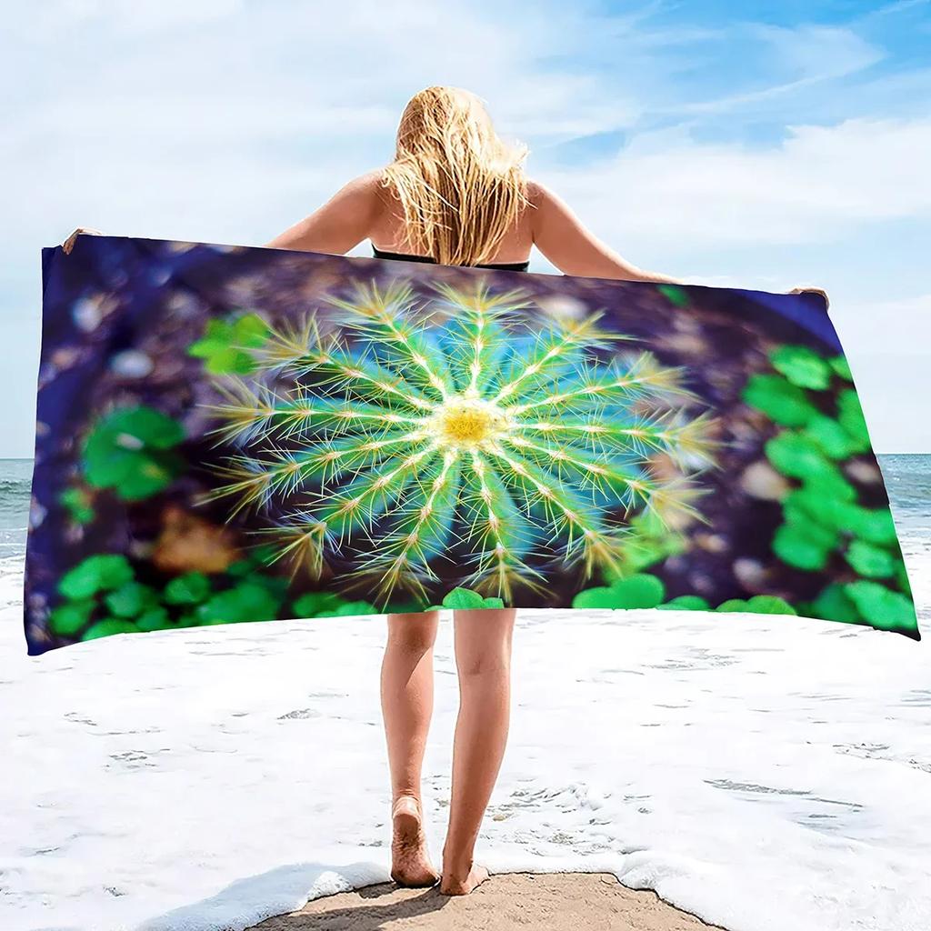 Beach Towel Oversized,Thick Microfiber Beach Towel,Super Absorbent Sand Free Cute Cactus Cool Swim Beach Towels for Kids,Adult