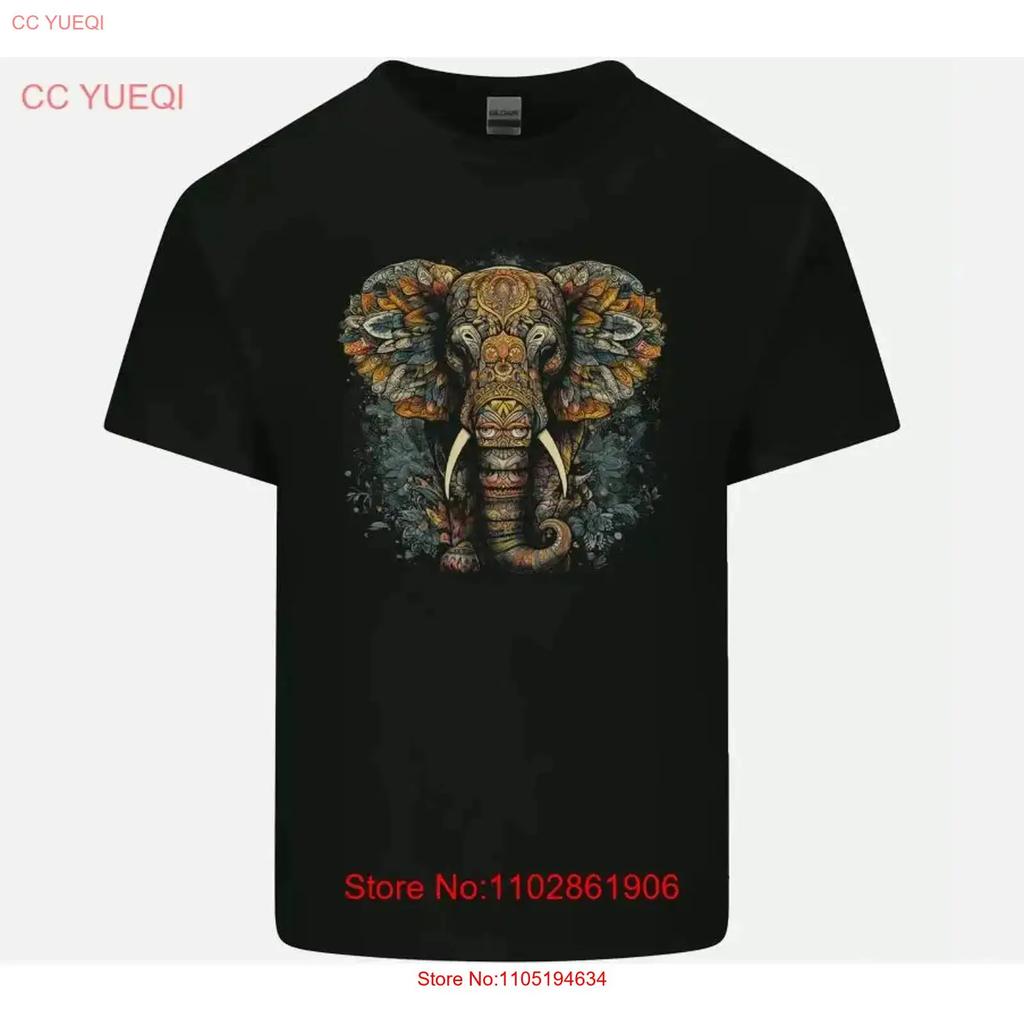 An Elephant With Tribal Markings Mens Cotton T Shirt S 2xl Vintage Washed Breathable Graphic Streetwear Stylish Stretched