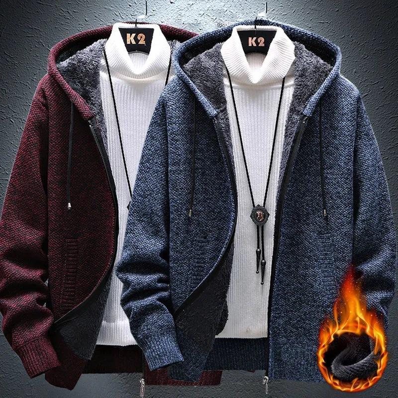 Men's Sweater, Men's Knitted Shirt, Men's Cardigan, Korean Style Trendy Autumn and Winter Jacket, Padded and Thickened Jacket Top