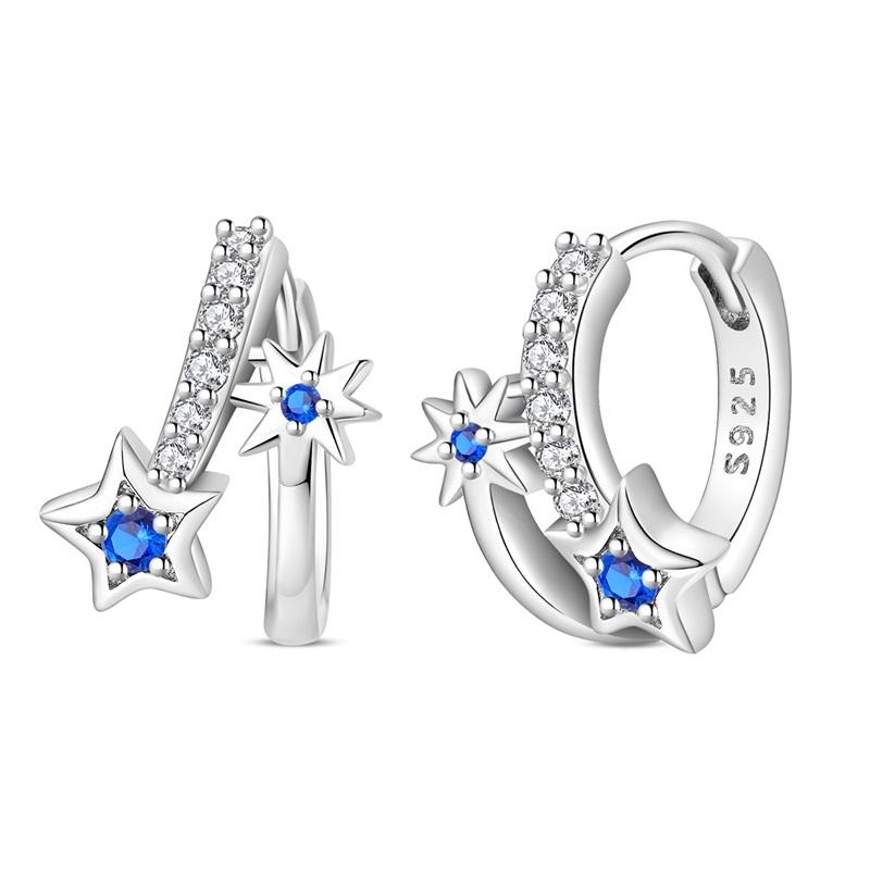925 Silver Rose Gold Snake Bone Star Heart-Shaped Women Earring Brilliant Wedding Engagement Star Earrings Jewelry Gift