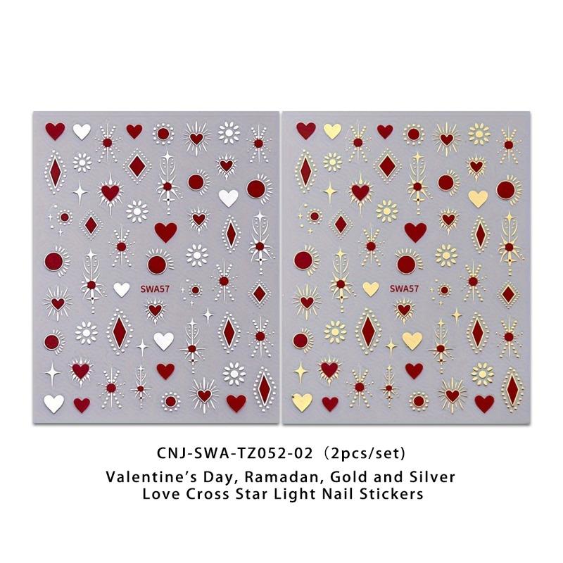 New Nail Art Stickers Bronzing Silver Red Heart Star Shibuya Spice Girls Ins Love Glue Nail Stickers