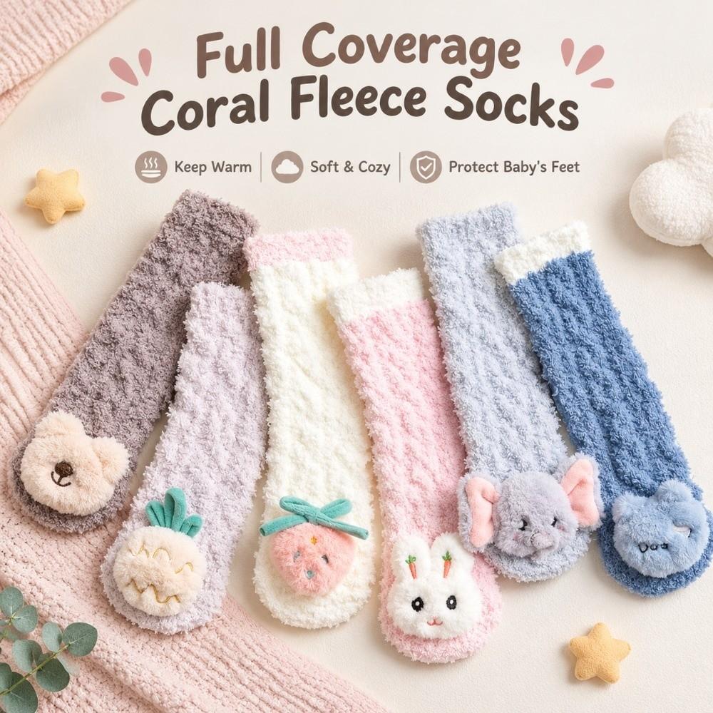 Soft Coral Fleece Socks Thickened Infant Winter Stockings Newborn Knee High Socks  0-3 Years Old