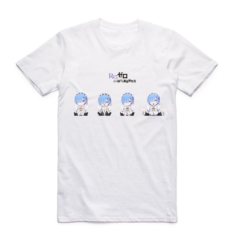 2019Fashion Men Print Re:Zero REM Anime T Shirt O-Neck Short Sleeve Summer Re:Life In A Different World From Zero Unisex Top Tee