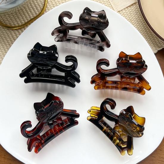 Yousheng Girl Hair Claw Cat Design Anti-slip Teeth Hair Clip Back Head Shower Shark Hair Clip School Events Festive Hair Accessory
