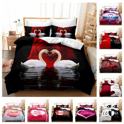 Ensemble de literie 3D série Amour Romantique Moderne Couette et taie d'oreiller pour Chambre nouvellement mariée AU240 * 270 Super Taille Chambre de Couple décoration de la Maison Douce