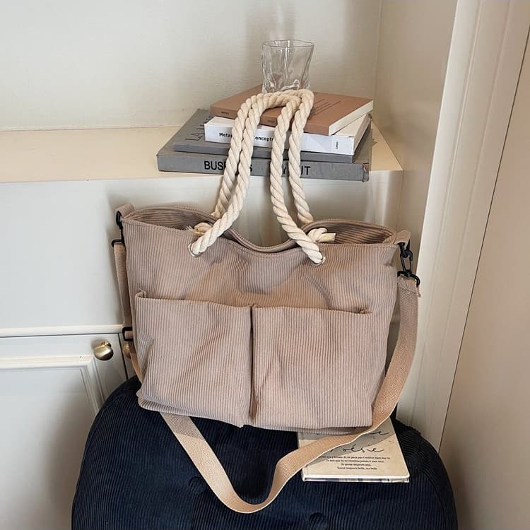 Vintage Corduroy Tote Bag Women's Shoulder Bag