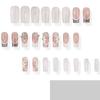 24pcs Simple Yet Stylish Press On Nail French 3D Rhinestones Butterfly and Floral Design Stick On Nail for Celebrations