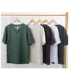 Summer 100% Natural Linens Tees Men Chinese Style Retro Clothes Solid Color Stand Collar V-Neck Short Sleeves Tops&T-shirts Casual Breathable Tshirt