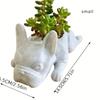 French Bulldog Succulent Planter Flowerpot Puppy Dog Statue Flower Pot with Drainage Hole Resin Ornament for Home Office Garden