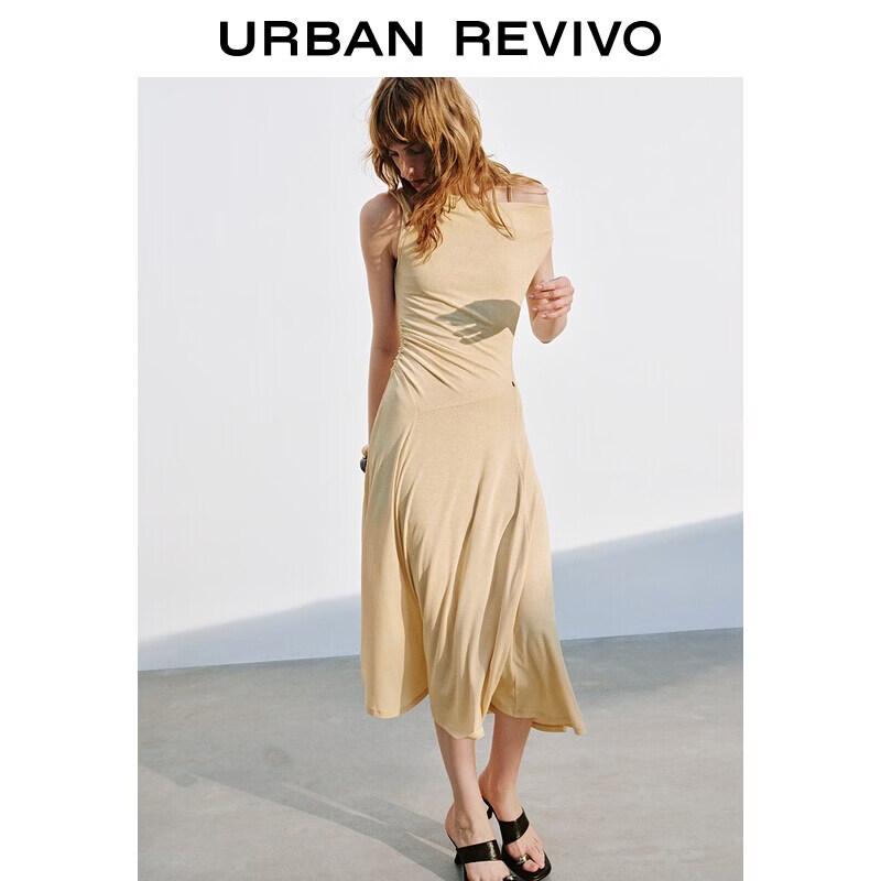 Women s Summer Cowl Neck Ruched Slim Fit Dress M