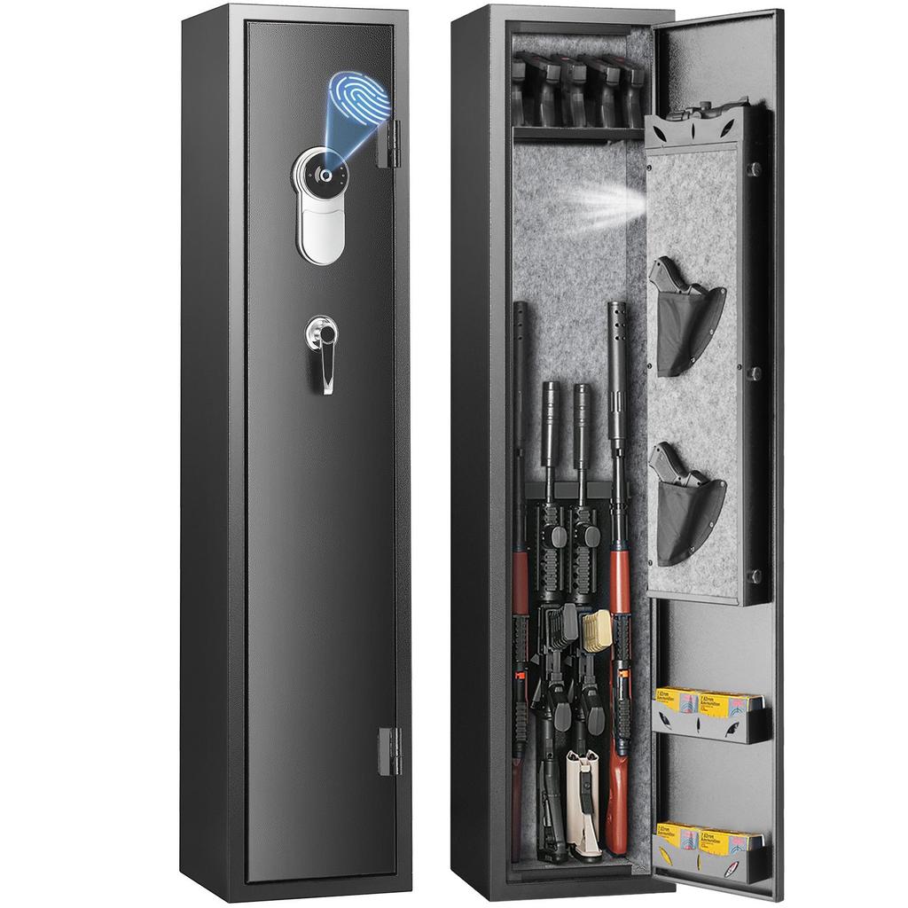VEVOR 5 Rifles Gun Safe, Rifle Safe with Fingerprint Lock, Quick Access Gun Storage Cabinet for Shotguns with Removable Shelf, Pistol Rack