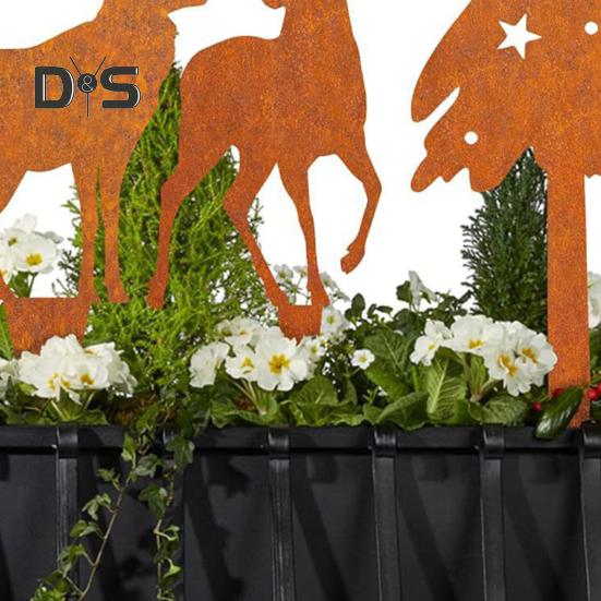 4 Teile/satz Weihnachten Baum Garten Stecker Wetter-proof Heavy Duty Outdoor Terrasse Hof Rasen Metall Elch Silhouette Zeichen Spike Stick dekoration Ornament