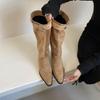 Large tube circumference boots for women in the autumn and winter of 2025, new Spice Girls, but knee long boots, square head thick heel, brown pile