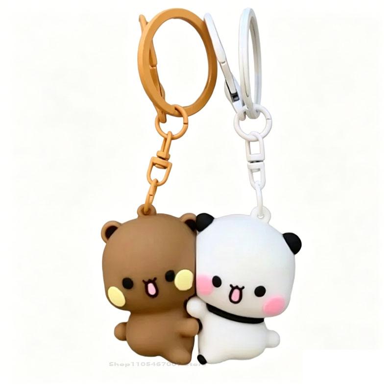 -/Cartoon Panda Bubu Dudu Magnetic Keychain Cute Backpack Pendant with Toy Figures Couple Accessories Ideal Fantasy Themed Gift
