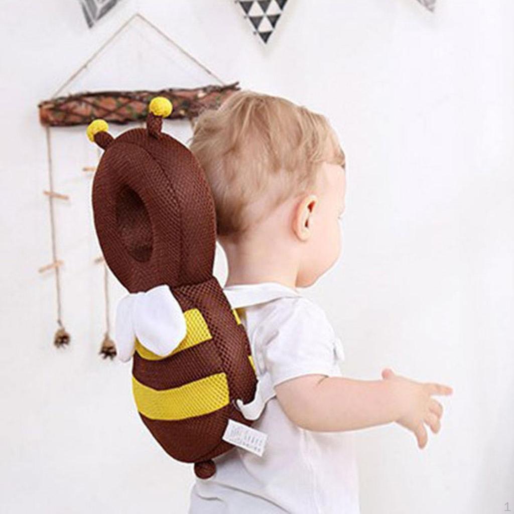 Baby Head Protector with Chest Strap Cute Wear Pad for Kids Home Living Room Yellow and Flannel