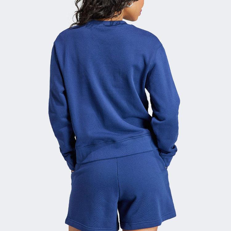 adidas Originals Letter Logo Embroidered V-Neck Long Sleeve Sweatshirt Women Sweatshirt Blue IL2414