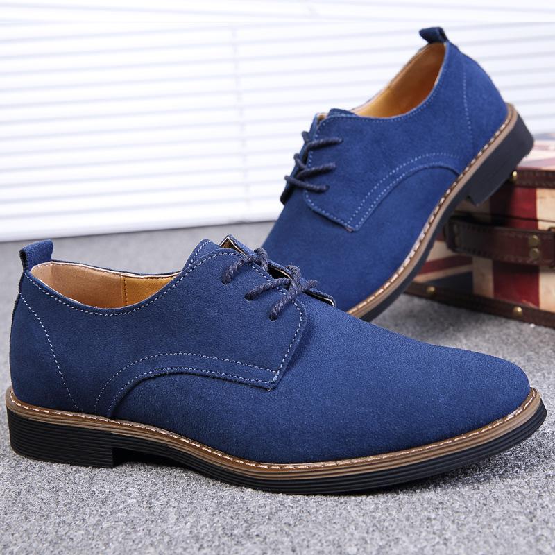 Nowe Męskie Zamszowe Skórzane Buty Codzienne Brytyjski Styl Szpiczasty Nosek Eleganckie Buty Modne Sznurowane Mokasyny
