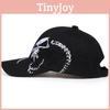 Fashion Skull Embroidered Baseball Cap With Short Brim And Adjustable Fit For Daily Wear