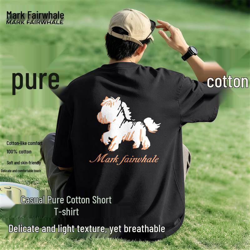 Mark Fairwhale Men s American Style Loose Fit Cotton T-Shirt L чёрный