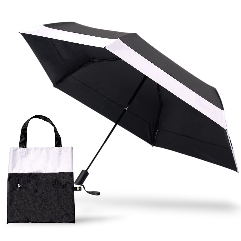 

Защитите себя от зимнего УФ-излучения! Используйте его круглый год! Зонт-парасоль Ownel для защиты от солнца и дождя и 230 г 97 см Автоматический зонт Черный x Серый лучи! круглый! 100%