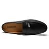 Large Size 47 Mules Men Half Shoes For Man Leather Mens Semi-Drag Casual Shoes Backless Loafers Slip On Flats Closed Toe Sandals