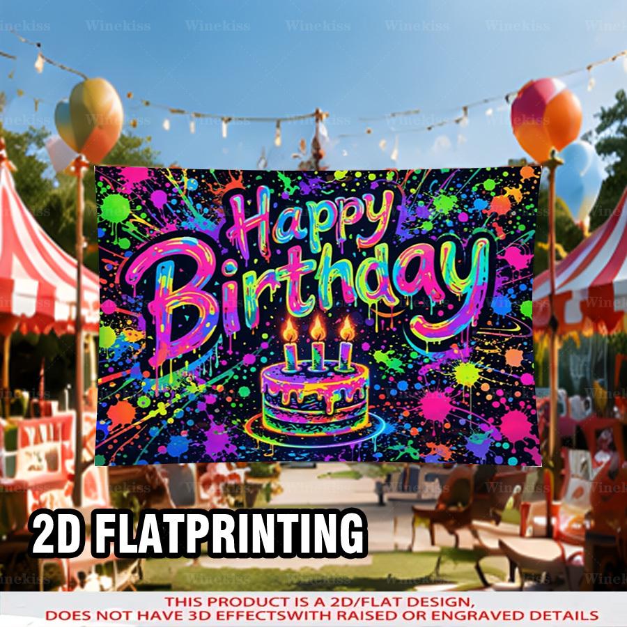 1pc 2D Flat Happy Birthday Banner Indoor Outdoor Backdrop Decor Garden Patio Celebration Party Decor Birthday Theme Photo Backdrop