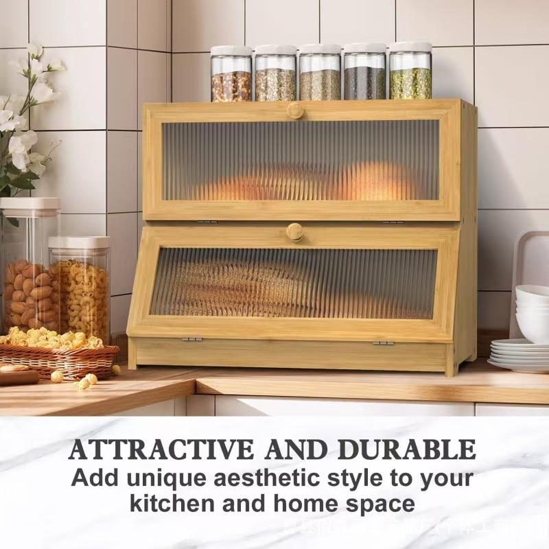 Double-Layer Kitchen Bread Box: Large Capacity, Dustproof Storage Bin