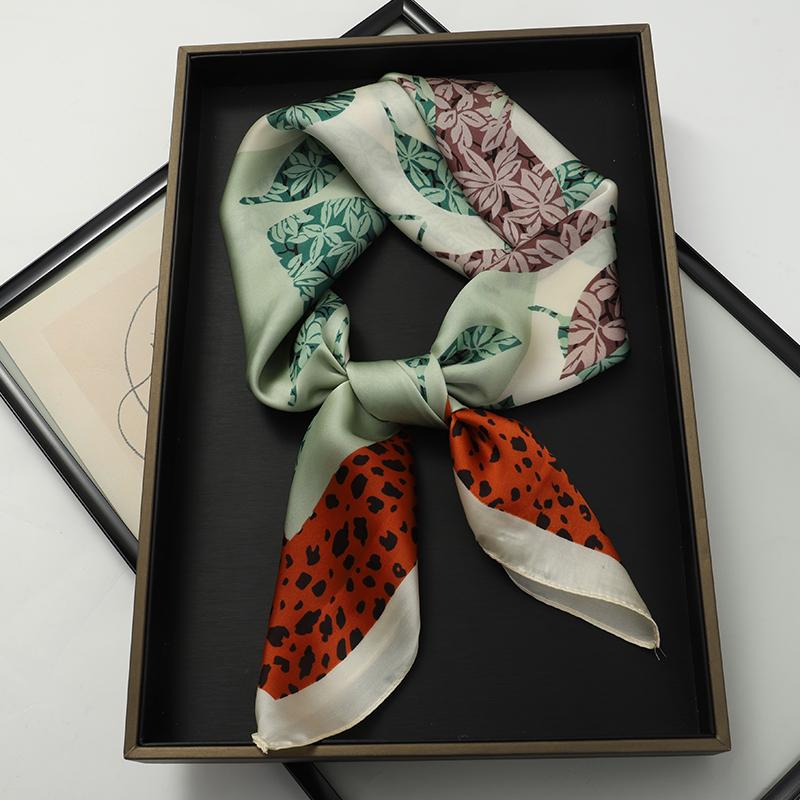 Luxury Brand  Silk Square Scarf Women Cat Neck Hair Tie Band Beach Hijab Kerchief Head Headbands Bandana Female Foulard 70cm