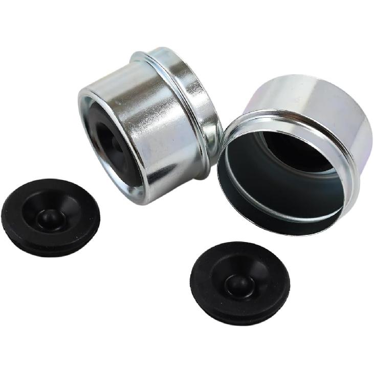 2Pcs 1.98 Inch Trailer Axle Dust Cap Cup Grease Cover Hub with Extra 2 Rubber Plugs, Compatible with Dexter EZ Lube Trailer Axles for Most 2000 to