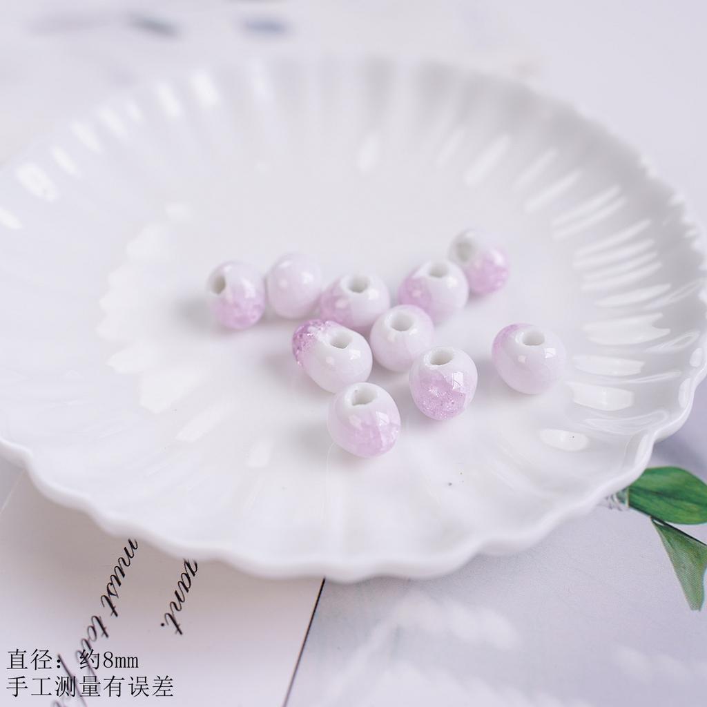 8Mm Ceramic Round Beads Water Drop Ice Crack DIY Accessories, Loose Beads Bracelet Necklace Material Bag Tail Beads
