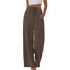 European & American Women's Casual Wide-Leg Beach Pants with Elastic Waistband & Pockets