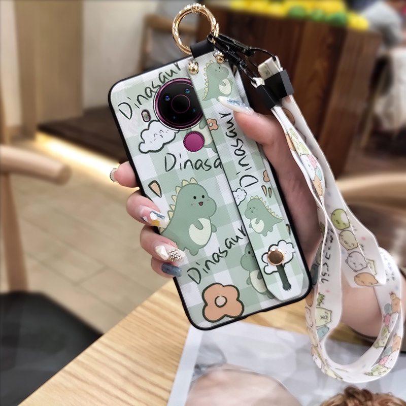 Fashion Design Phone Holder Phone Case For Nokia 5.4 Wrist Strap Cartoon Lanyard Protective Anti-knock Anti-dust Ring