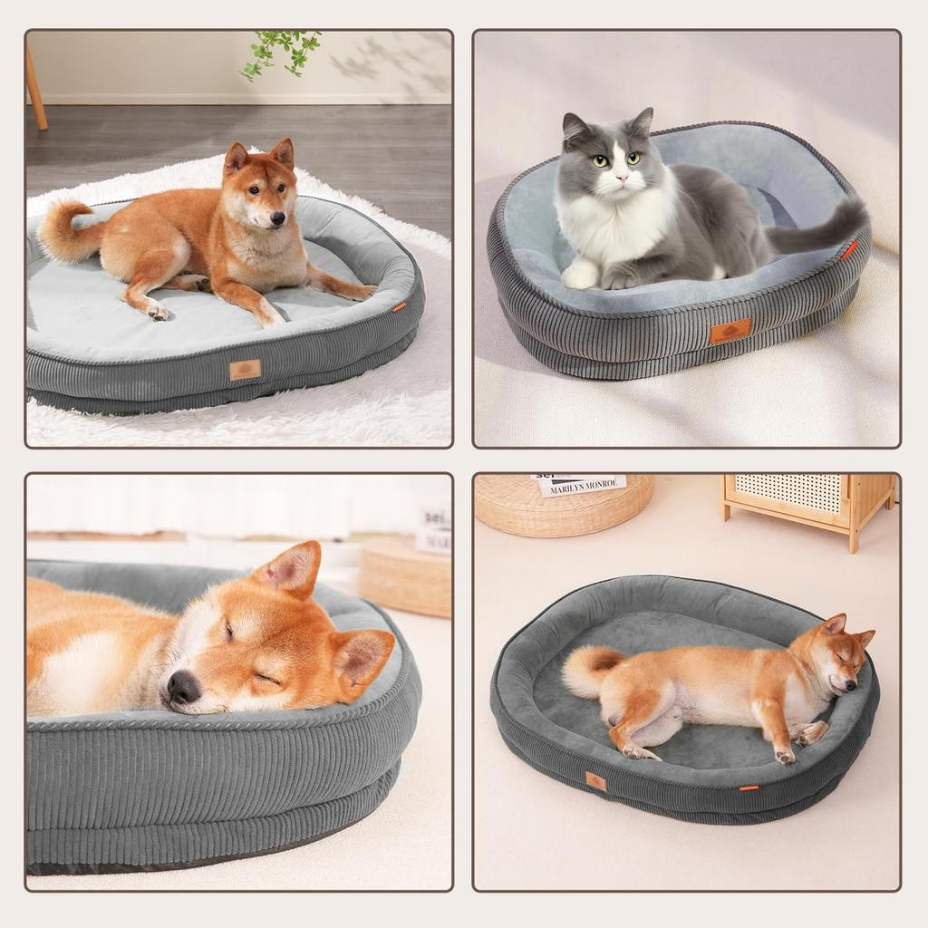 Alien Pet Dog and Cat Winter Pet Removable Fluffy Pet All Season Bed, Bed, Washable, High-Rebound Cushion, Cover, Sofa, Non-Slip, (Gray/M)