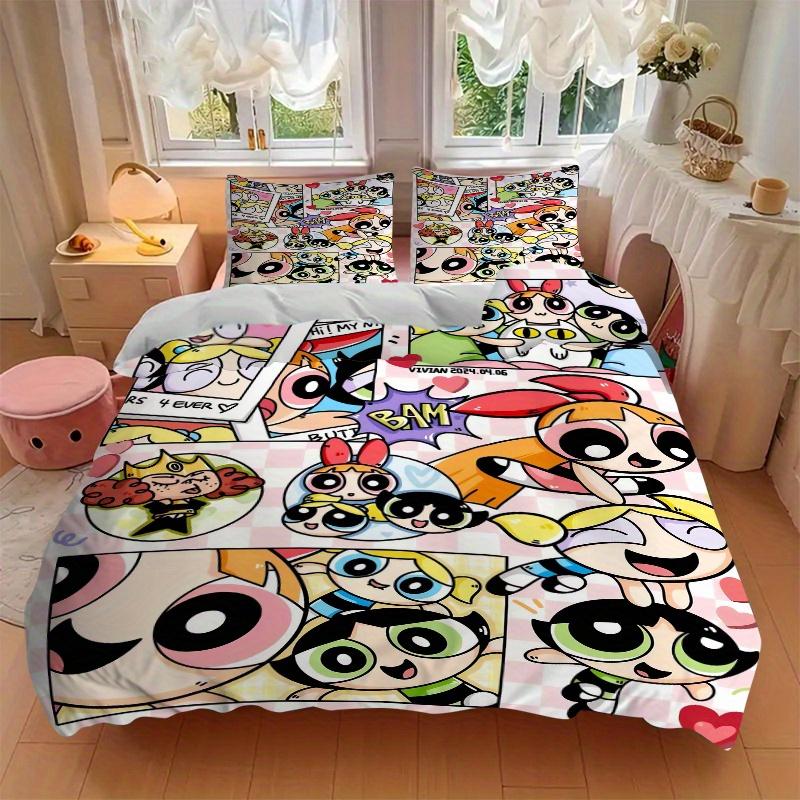 3pcs Powerpuff Girls Collection Bedding Set, Including 1 Quilt Cover and 2 Pillow Shams,Soft and Comfortable Home Bedroom.F066