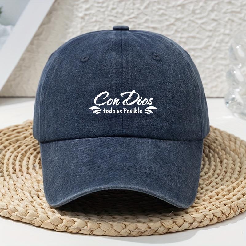 Fun Letter Print Baseball Cap Spring and Summer Versatile Retro Soft Top Dad Hat Old Washed Hat темно-синий