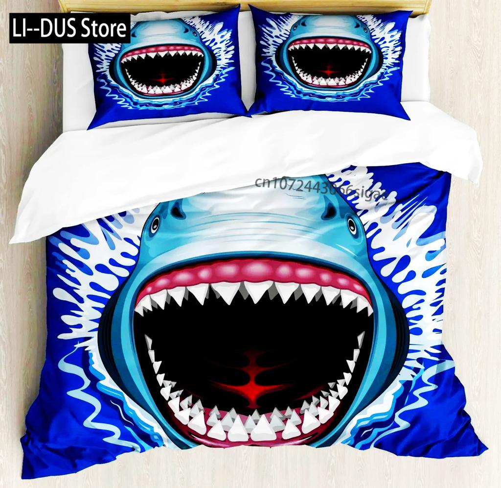 Comforter Shark Types Of Sharks Pattern Bedclothes Double Queen King Size Polyester Bedding Set