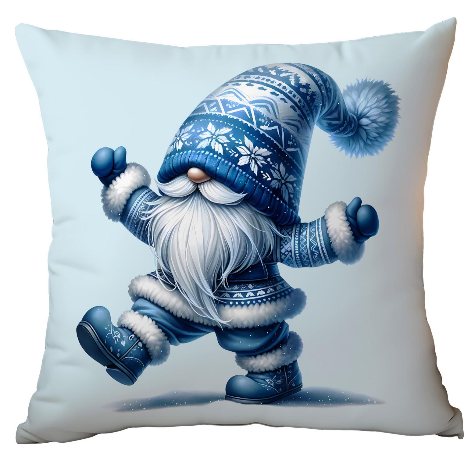 

Новая Рождественская наволочка Зимняя Премиум Синяя Гном Санта Принт Дом Диван Подушка 45 * 45Cm