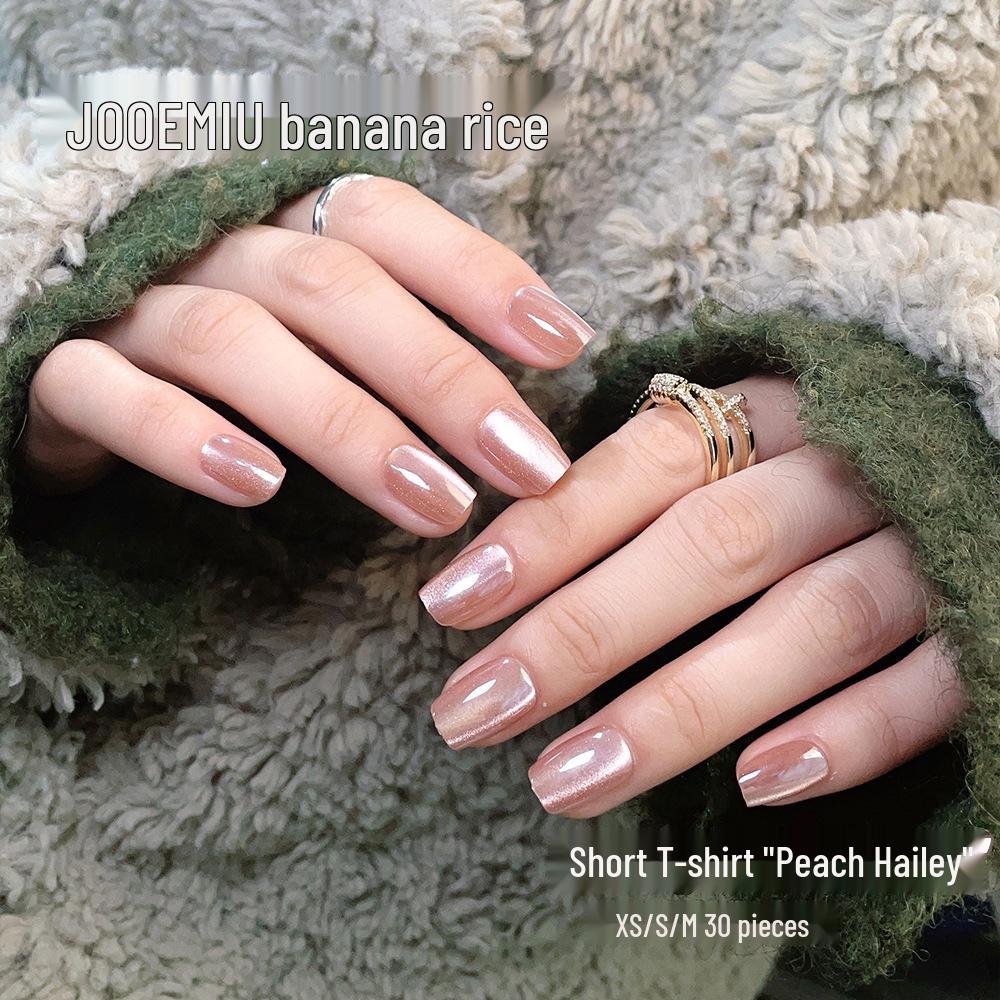 

Peach Hailey Cat Eye Nails: 30 Pre-made, Removable Tips for Manicure