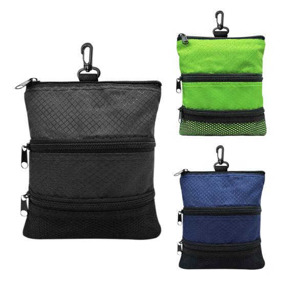 Golf Ball Bag with Waist Clip 3 Pockets Waterproof Nylon Golf Ball Tee Tools Accessories Organizer Pouch Holder Men Women Golf Enthusiasts Gift