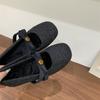 Xiaoxiangfeng Innensohle Erhöhung Mary Jane Schuhe Damen Herbst und Winter Runde Spitze Samt Warm Dicke Sohle Beanie Damenschuhe