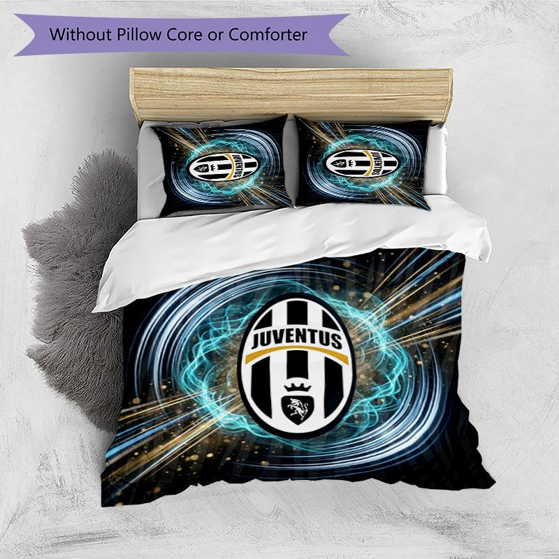 Set Biancheria da Letto 3 Pezzi con Stampa Pattern Juventus FC Morbido Delicato sulla Pelle Lavabile Copripiumino e Federe Set Stagione Unica Camera da Letto
