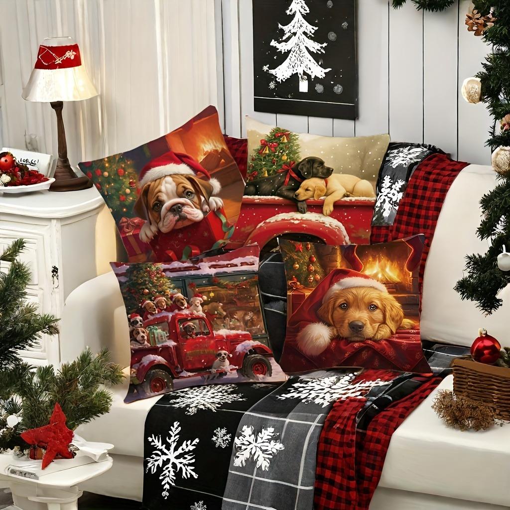 Christmas Decoration Pillowcase Car Cute Puppy Pillow Cover Sofa Cushion Suite Room Home Decoration Gift for Friends